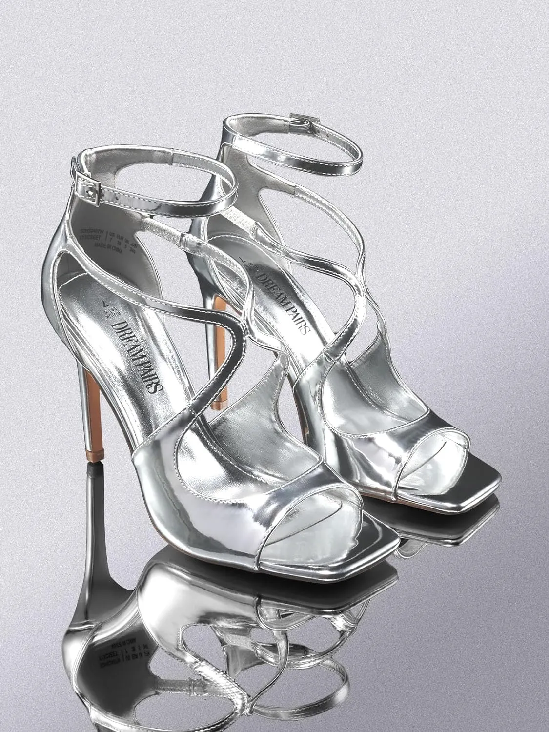 PAIRS Women's High Heels diagram Norman Sexy Cross Square Open Toe Strappy Dressy Sexy Stylish Stilettos Heels Sandals DREAM 
