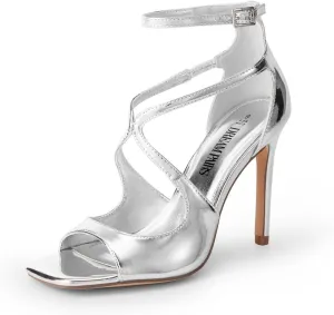 PAIRS Women's High Heels diagram Norman Sexy Cross Square Open Toe Strappy Dressy Sexy Stylish Stilettos Heels Sandals DREAM 
