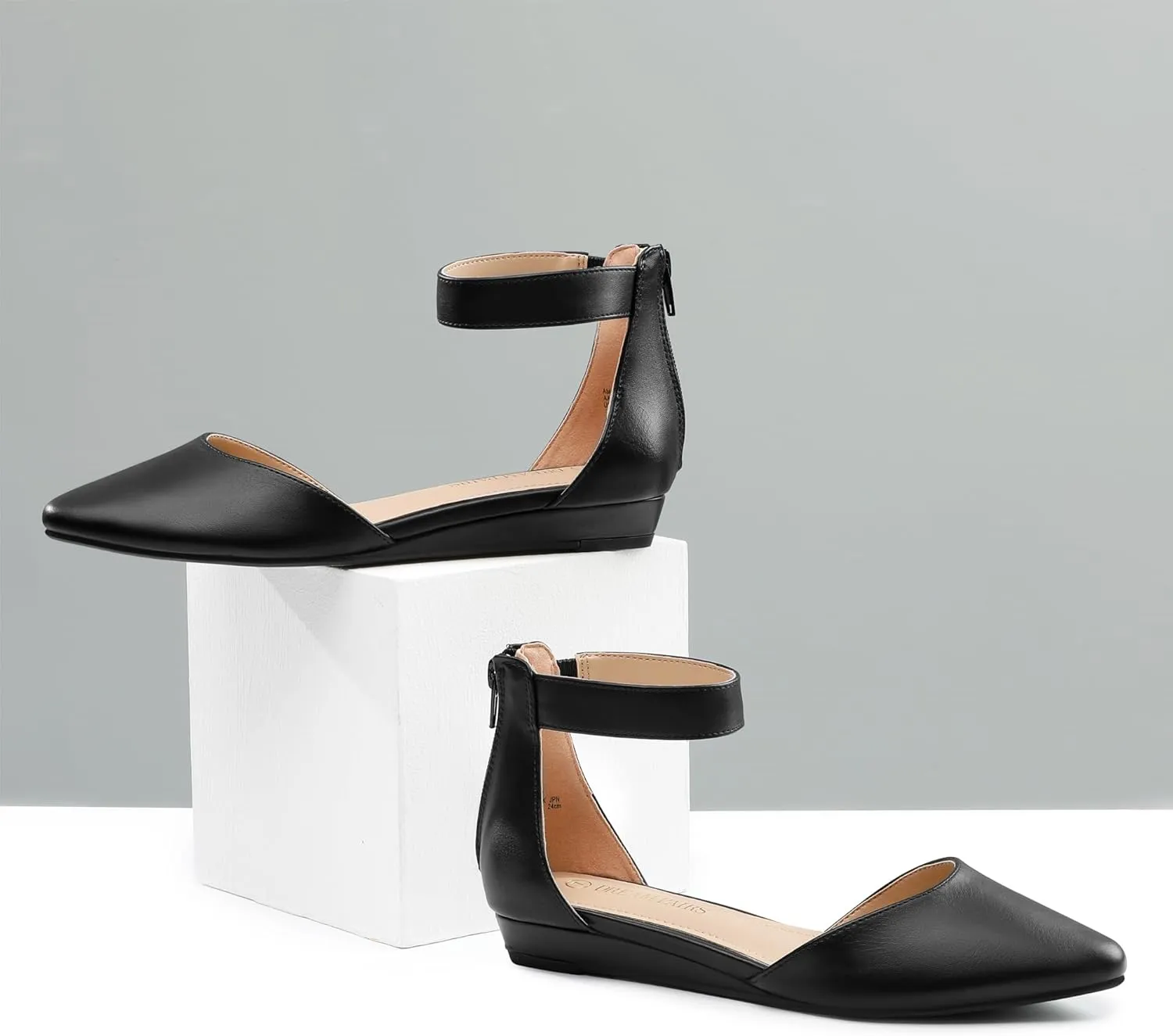 PAIRS Women's Low Wedge Ankle Strap revive imitate Dress Flats Shoes DREAM 