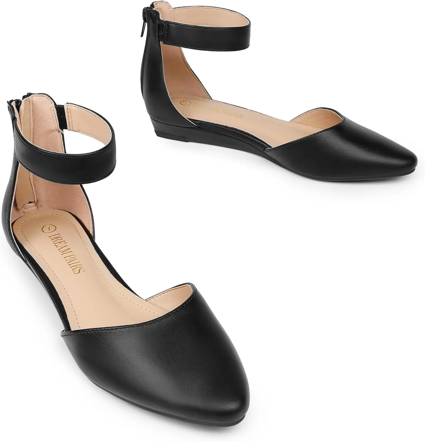 PAIRS Women's Low Wedge Ankle Strap revive imitate Dress Flats Shoes DREAM 