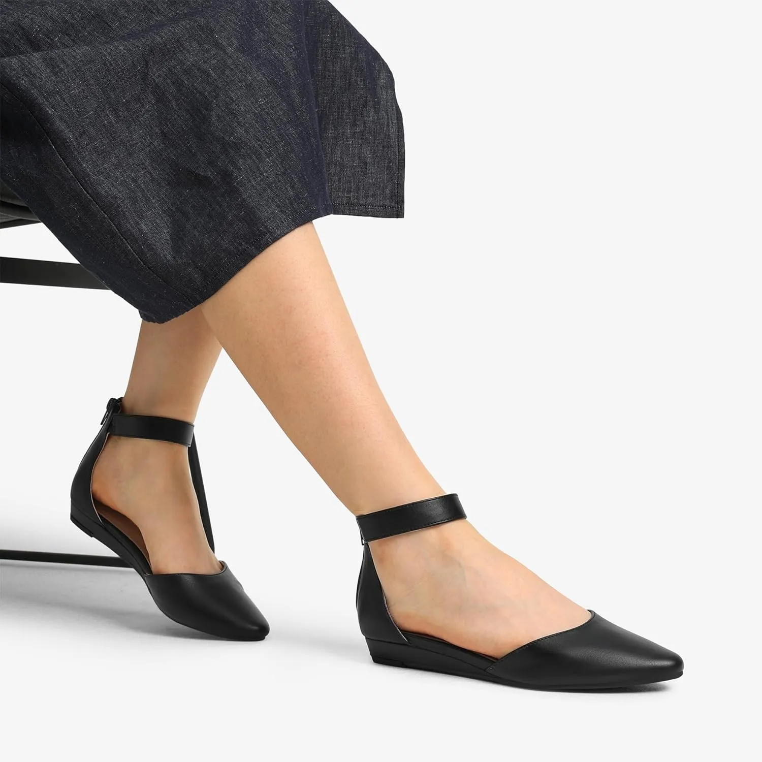PAIRS Women's Low Wedge Ankle Strap revive imitate Dress Flats Shoes DREAM 