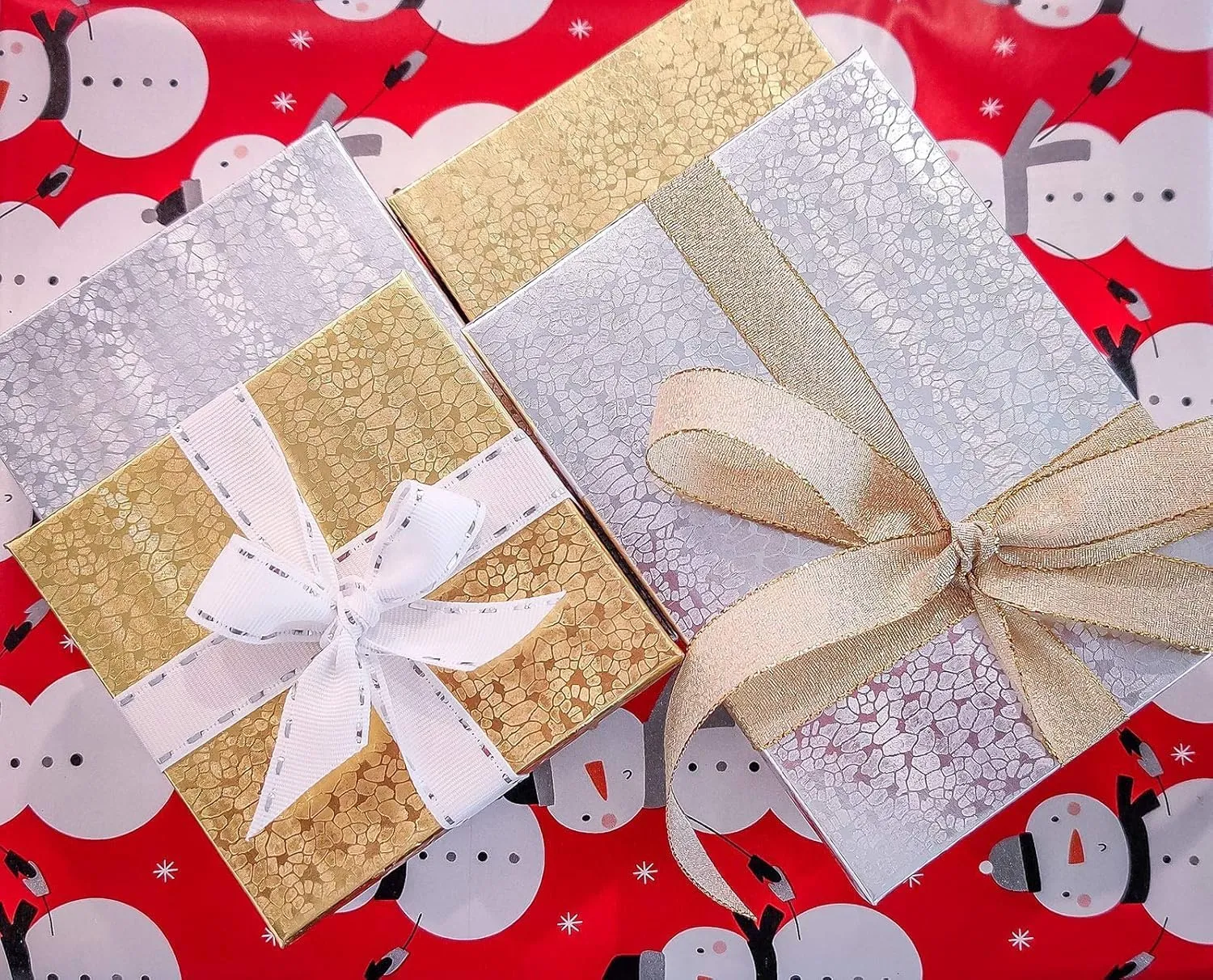 Paper Cardboard Jewelry Necklace Bracelets Watch Gift Packaging and Retail Display Boxes. Size 7 1/8" x 5 1/8" x 1 1/8" Inch - by R J Displays 6 Pack Cotton Filled Gold mandible thaw Foil 