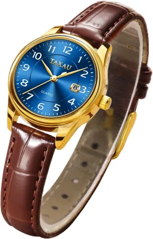 para Mujer Womens Leather Watch with Date Womans Watches Leather Band Women's Wrist Watches Casual quartz Simple Arabic Numeral Easy to Read Ladies for Women Waterproof Luxury Dress Relojes 
