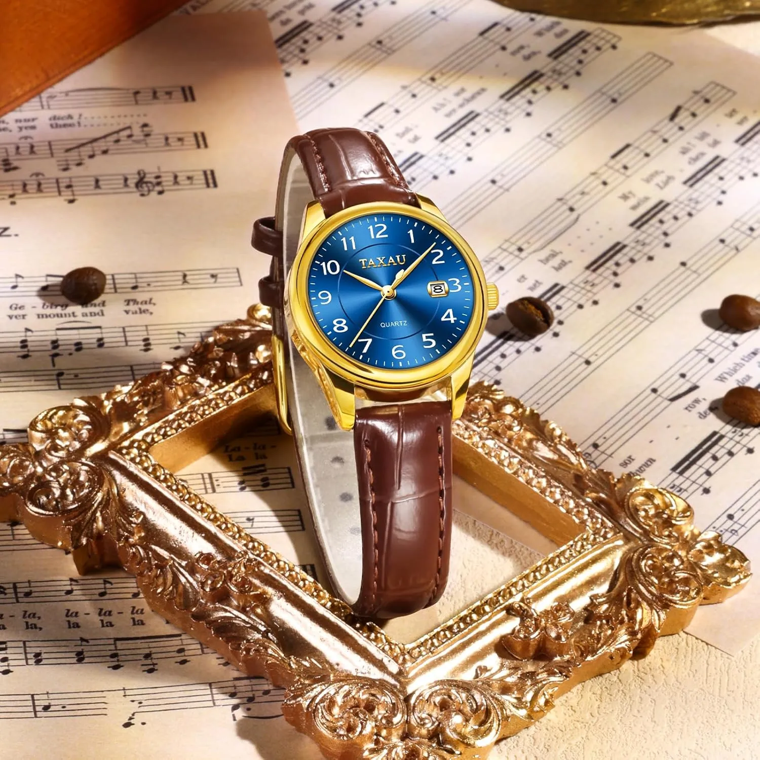 para Mujer Womens Leather Watch with Date Womans Watches Leather Band Women's Wrist Watches Casual quartz Simple Arabic Numeral Easy to Read Ladies for Women Waterproof Luxury Dress Relojes 
