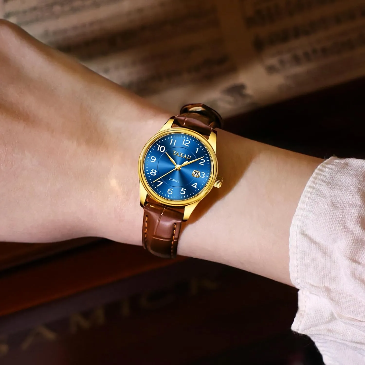 para Mujer Womens Leather Watch with Date Womans Watches Leather Band Women's Wrist Watches Casual quartz Simple Arabic Numeral Easy to Read Ladies for Women Waterproof Luxury Dress Relojes 