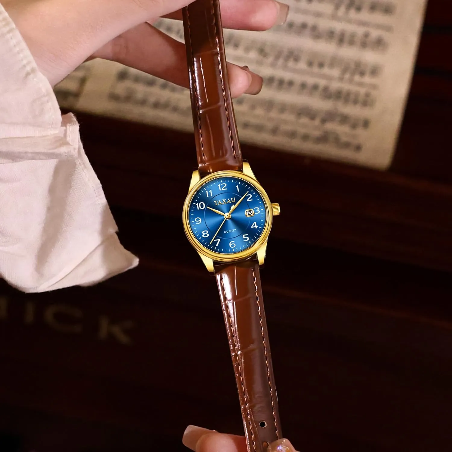 para Mujer Womens Leather Watch with Date Womans Watches Leather Band Women's Wrist Watches Casual quartz Simple Arabic Numeral Easy to Read Ladies for Women Waterproof Luxury Dress Relojes 