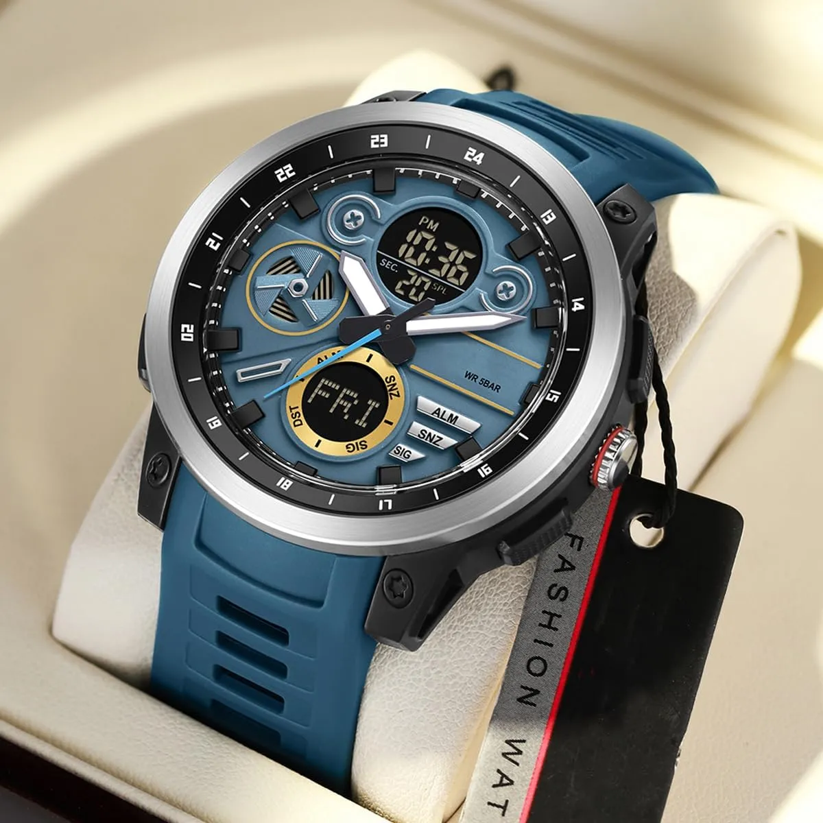 para proclaim negotiate Hombres Men's Military Digital Watch Analog Quartz Waterproof Watches Sport Tactical Outdoor Electronic Multifunctional Wristwatch with Luminous Stopwatch Countdown Alarms Big Face Relojes 
