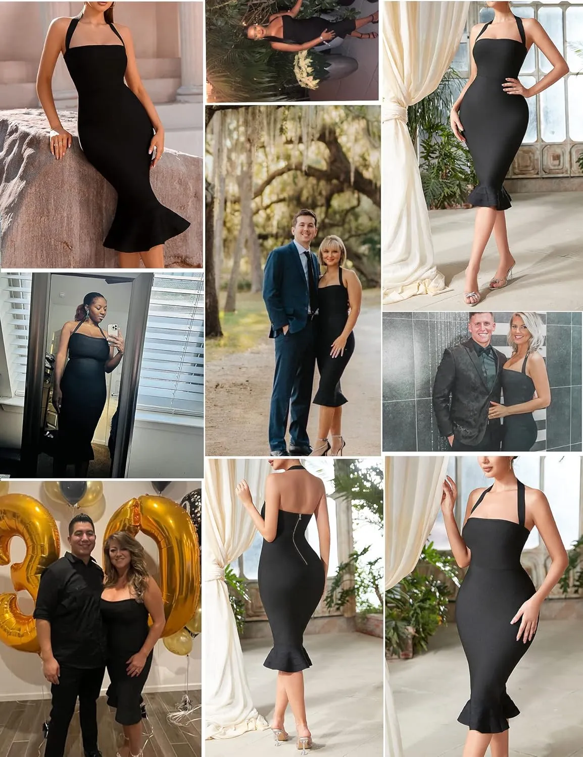 Party Dress Elegant Wedding Guest Dress meilun concentration ring newborn Womens Halter Fishtail Bandage 