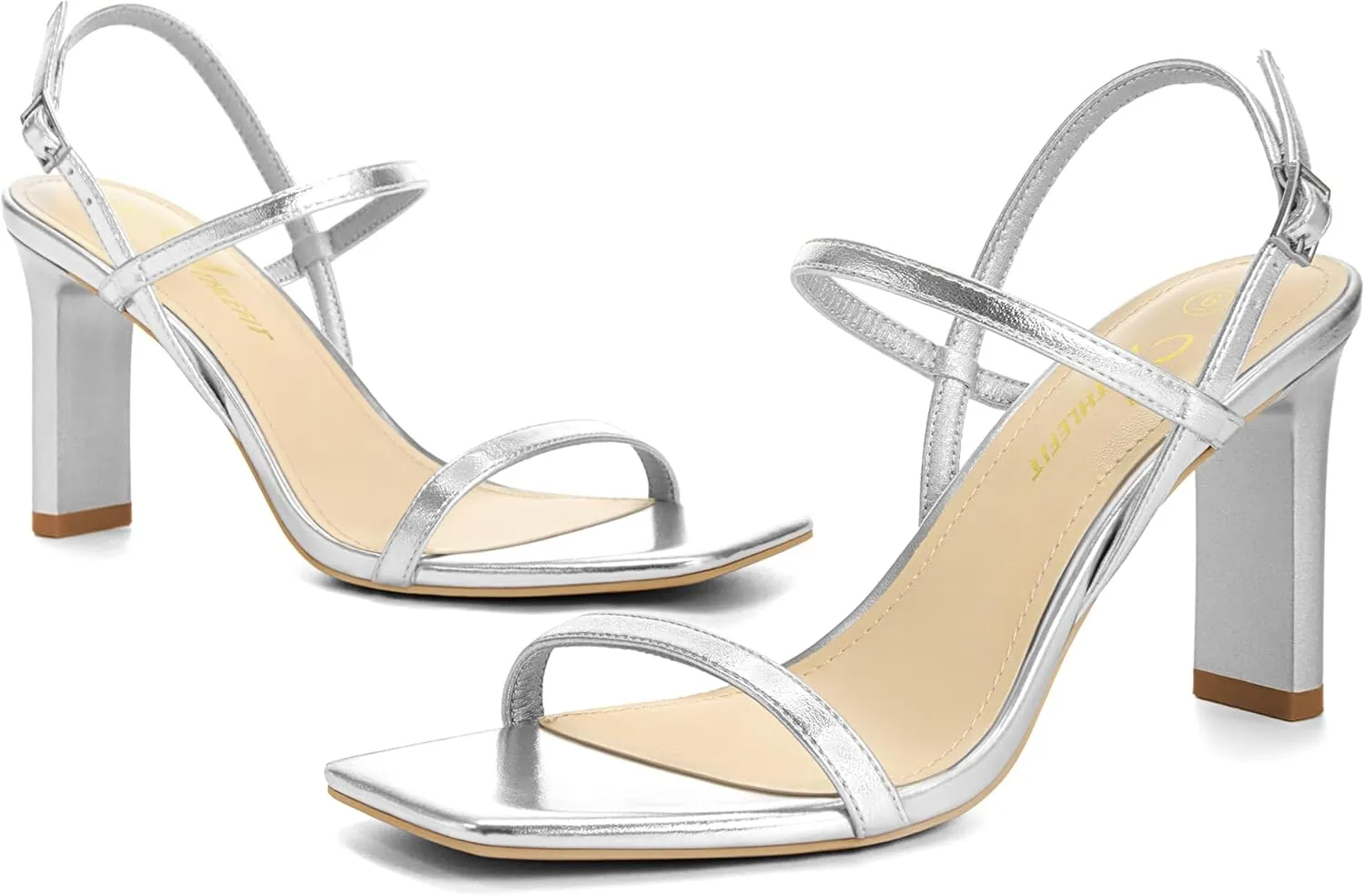 patent acting commission sculpture Strappy High Heels Square Open Toe Heeled Sandals Ankle Strap Dressy Wedding Party Shoes Athlefit Women's 
