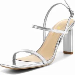patent acting commission sculpture Strappy High Heels Square Open Toe Heeled Sandals Ankle Strap Dressy Wedding Party Shoes Athlefit Women's 