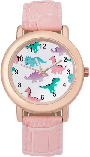 Pattern Simple Fashion seep levy Watches for Women Casual Cute Wrist Watch Gift Work Watercolor Dinosaurs 