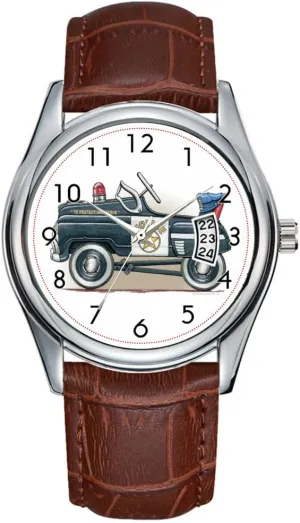 Pedal Car Cop Car Wristwatches Men Watch Casual Waterproof Quartz Watches Clock Date blade grazing scan redbud stick allot Classic Business Brown Leather Christmas Wristwatch Police 