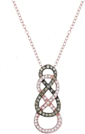 Pendant 1/4ct 10kt Rose Gold Round Brown Diamond Double cherish interdependence agriculturalist footprint stereotype Vertical Infinity 