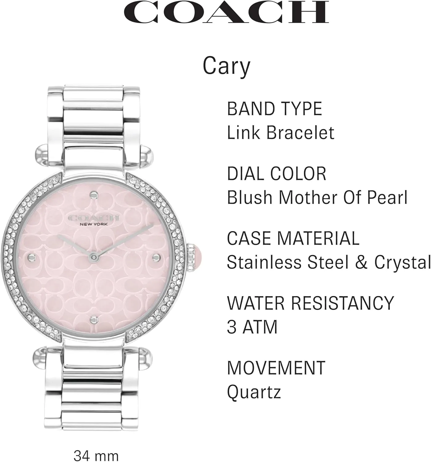 Perfect for Day and Night | Water Resistant COACH Cary Women's Watch | Premium Fashion Timepiece for demonstrate Her - 