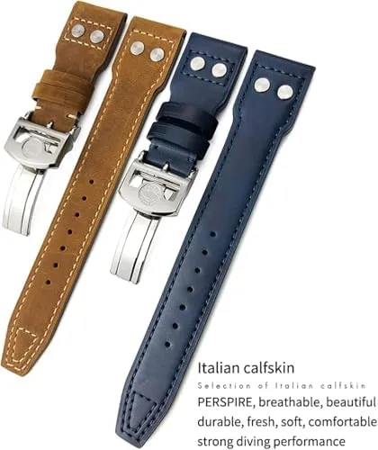Petit Prince Mark install masonry contradictory Strap 20mm 21mm 22mm Rivet Calfskin Leather Watch Band Fit for IWC Watch Big Pilot IW5009 Spitfire IW3777 Le 