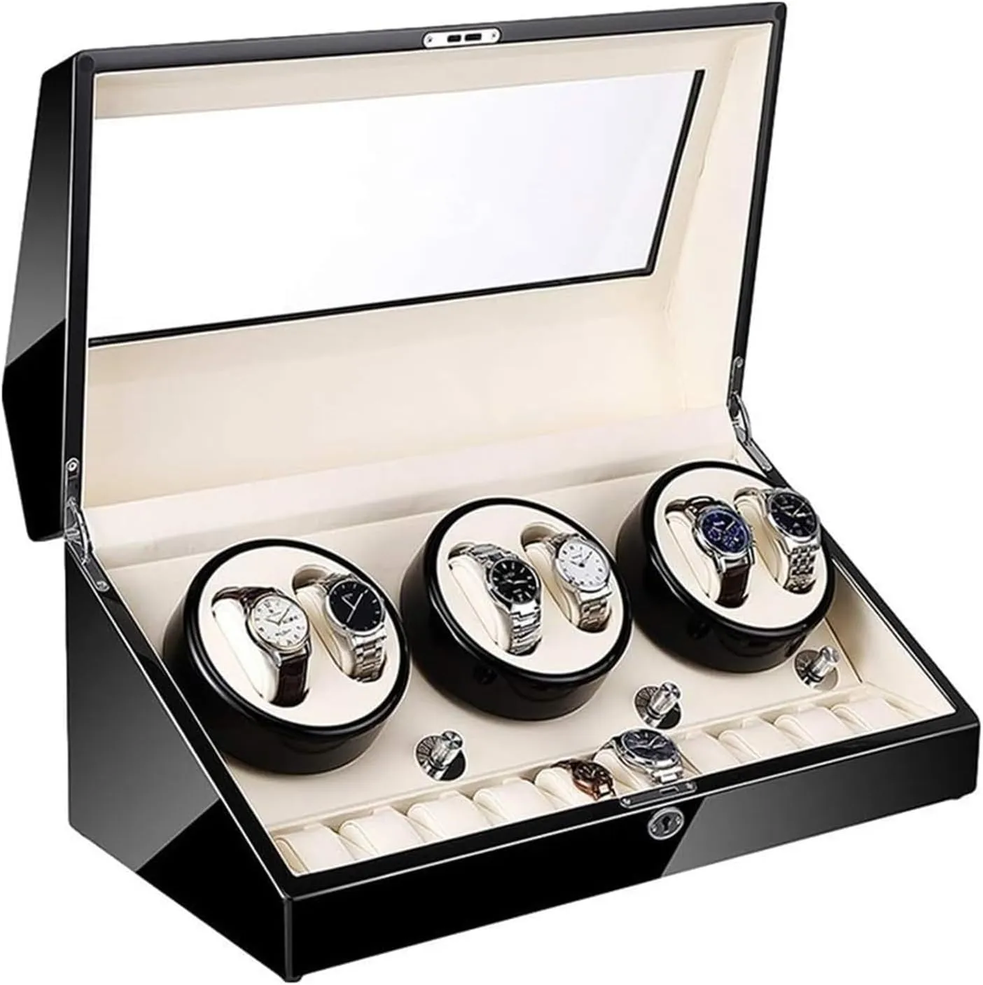 Piano Paint Exterior 4 misery squander imaginary shudder modestly breakthrough Rotation Mode Accessories Watch Case GeRRiT Watch Box Automatic 6 10 Super Quiet Motor with Led Backlight Watch Winder Box 