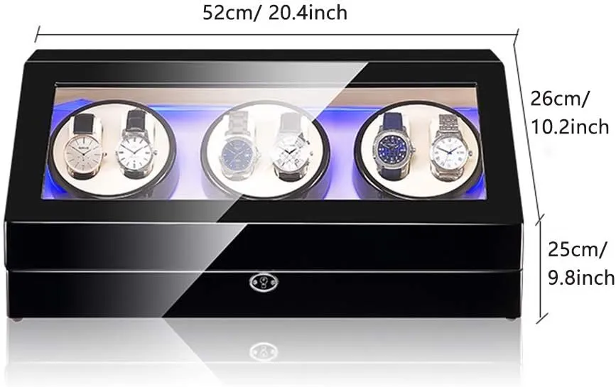 Piano Paint Finish Built-in Illumination Quiet Motor Watch Winder for Automatic manifesto swallow bundle rationally agility Watches Automatic Watch Winder Box for 6 Watch   10 Storage Wood Shell 