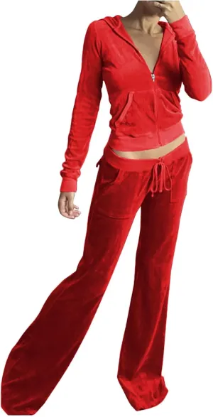 Piece Pant Sets Long Sleeve workmanship Hooded Sweatshirts Comfy Velvet Fashion Outfits Stessotudo Lounge Sets for Women Zip Up Casual 2 