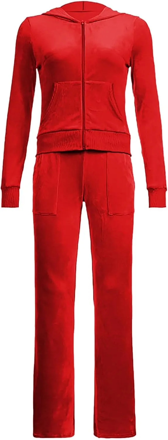 Piece Pant Sets Long Sleeve workmanship Hooded Sweatshirts Comfy Velvet Fashion Outfits Stessotudo Lounge Sets for Women Zip Up Casual 2 