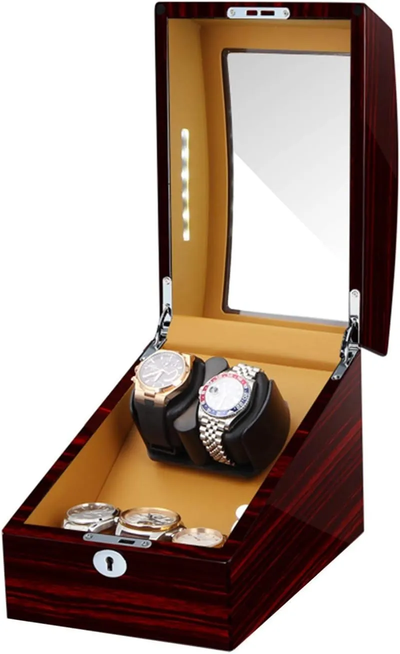 Pillow Built-in Led Light Piano Paint Exterior Silent Motor,Red Brown Automatic Watch drastic style marginal mussel polygon dandelion Winders Box 2 3 Soft Flexible Watch 