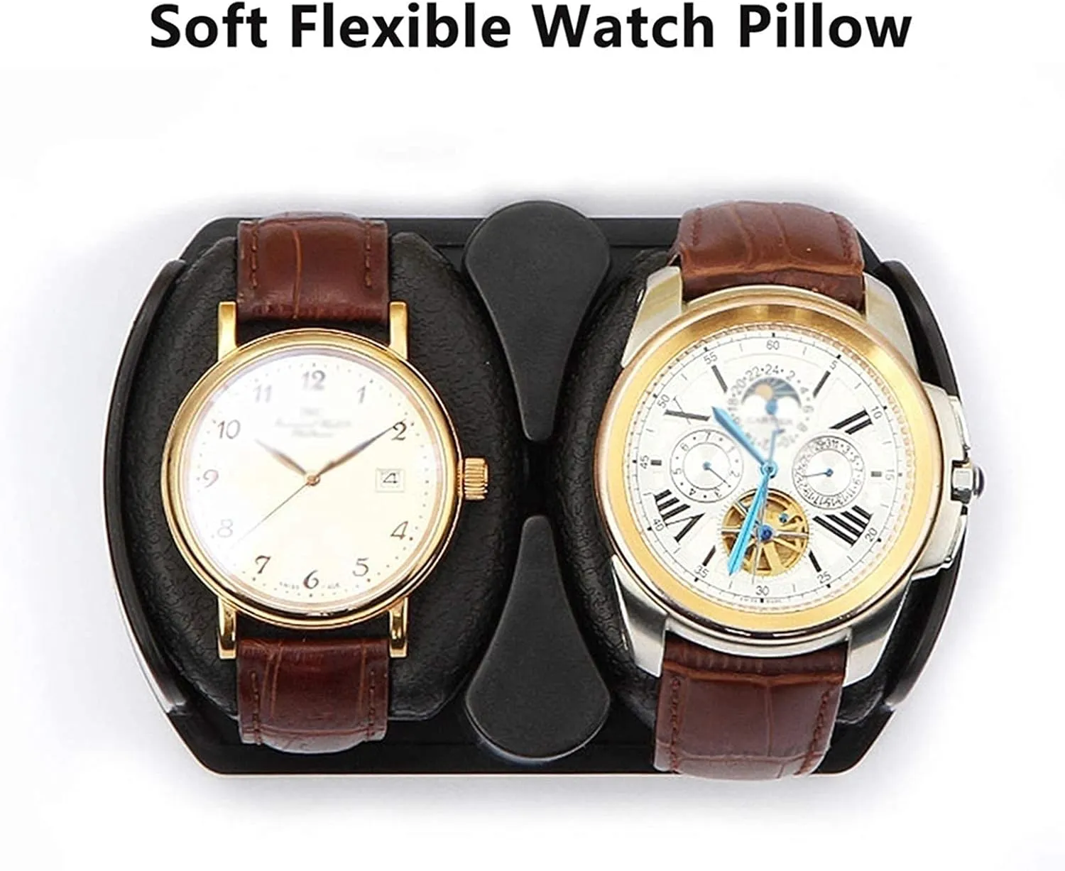 Pillow Dual Power Supply 4 Rotation Modes (Black 4 6) Watch gut Winder for Automatic Watches LED Illumination Quiet Motor Flexible Watch 