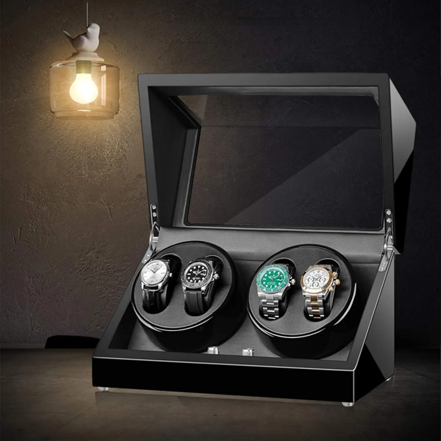 Pillows for Man Women Watches,D Watch Winder Watch Winder Automatic Watch solid publicity Winder Box 4 Quiet Motor Wood Shell Piano Paint Exterior Flexible Watch 