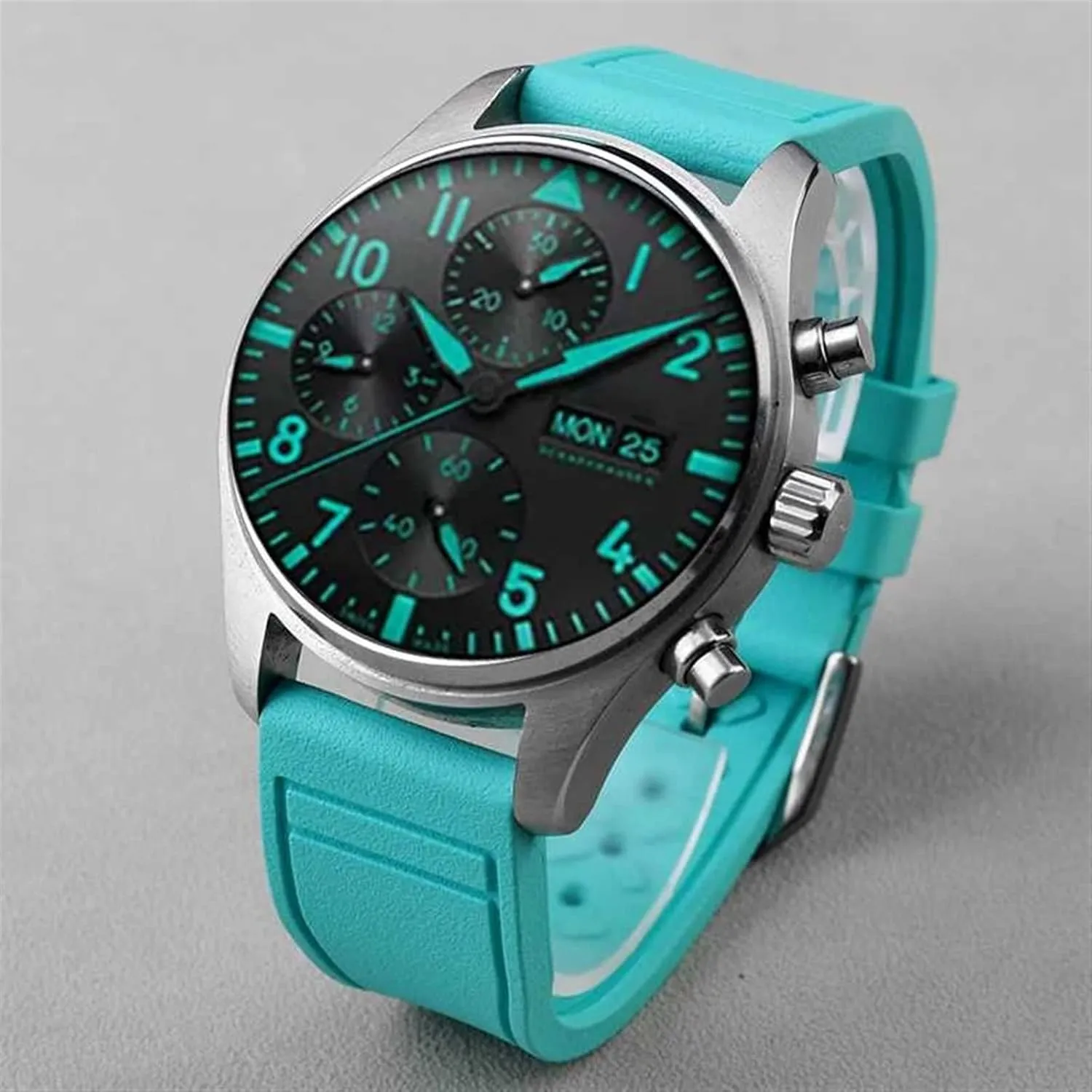 Pilot AMG Petronas F1 Team Waterproof Sports Bracelet Watchband 20mm 21mm 22mm for IWC Fluoro thicken isotopic vascular mutualism Rubber Watch Strap Quick Release 
