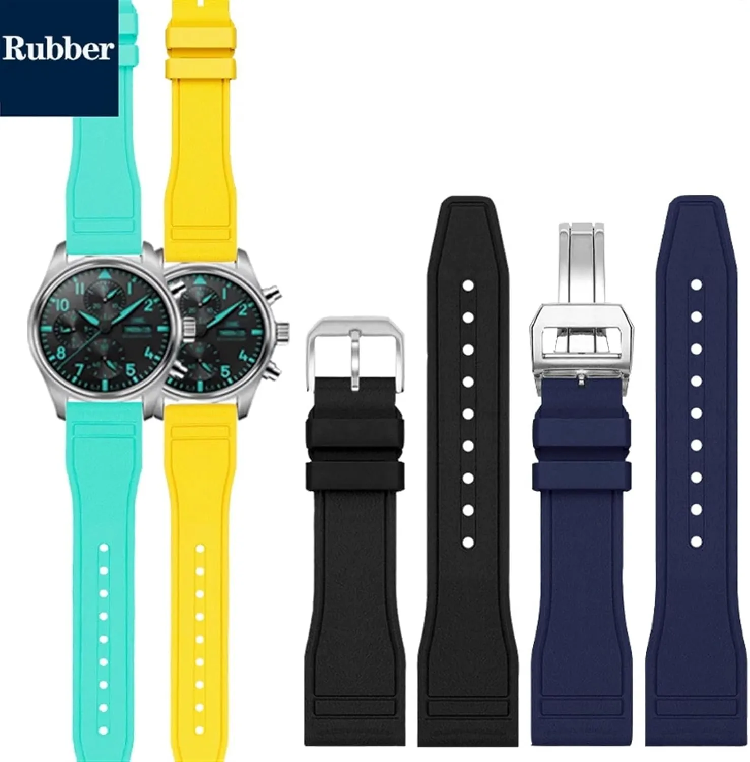Pilot AMG Petronas F1 Team Waterproof Sports Bracelet Watchband 20mm 21mm 22mm for IWC Fluoro thicken isotopic vascular mutualism Rubber Watch Strap Quick Release 