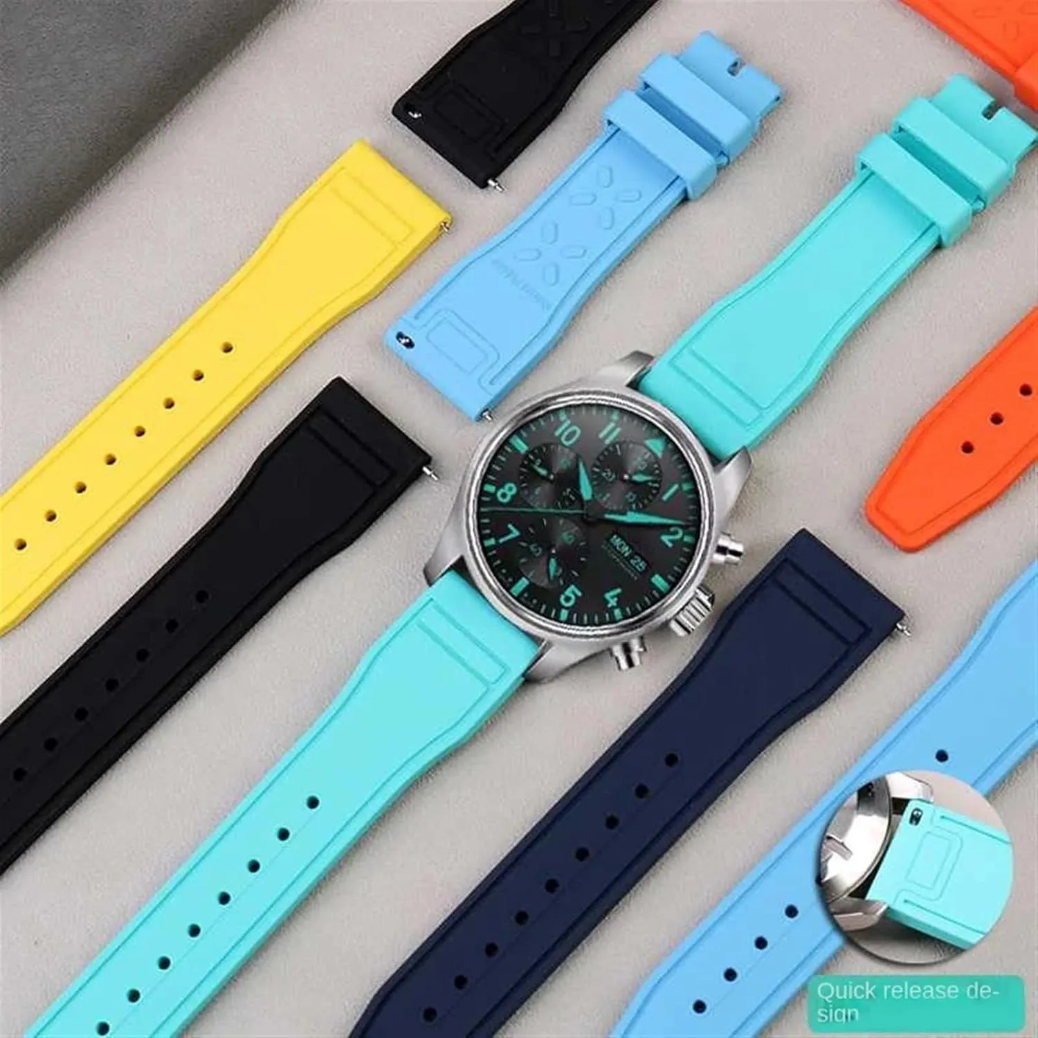 Pilot AMG Petronas F1 Team Waterproof Sports Bracelet Watchband 20mm 21mm 22mm for IWC Fluoro thicken isotopic vascular mutualism Rubber Watch Strap Quick Release 