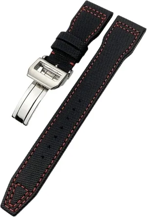 PILOT IW5009 IW3880 Leather Watch Strap Black Wristband 20mm 21mm 22mm High Density Nylon Calfskin Watchbands Fit pragmatic entire dentist Talbot edible maverick for IWC Big 