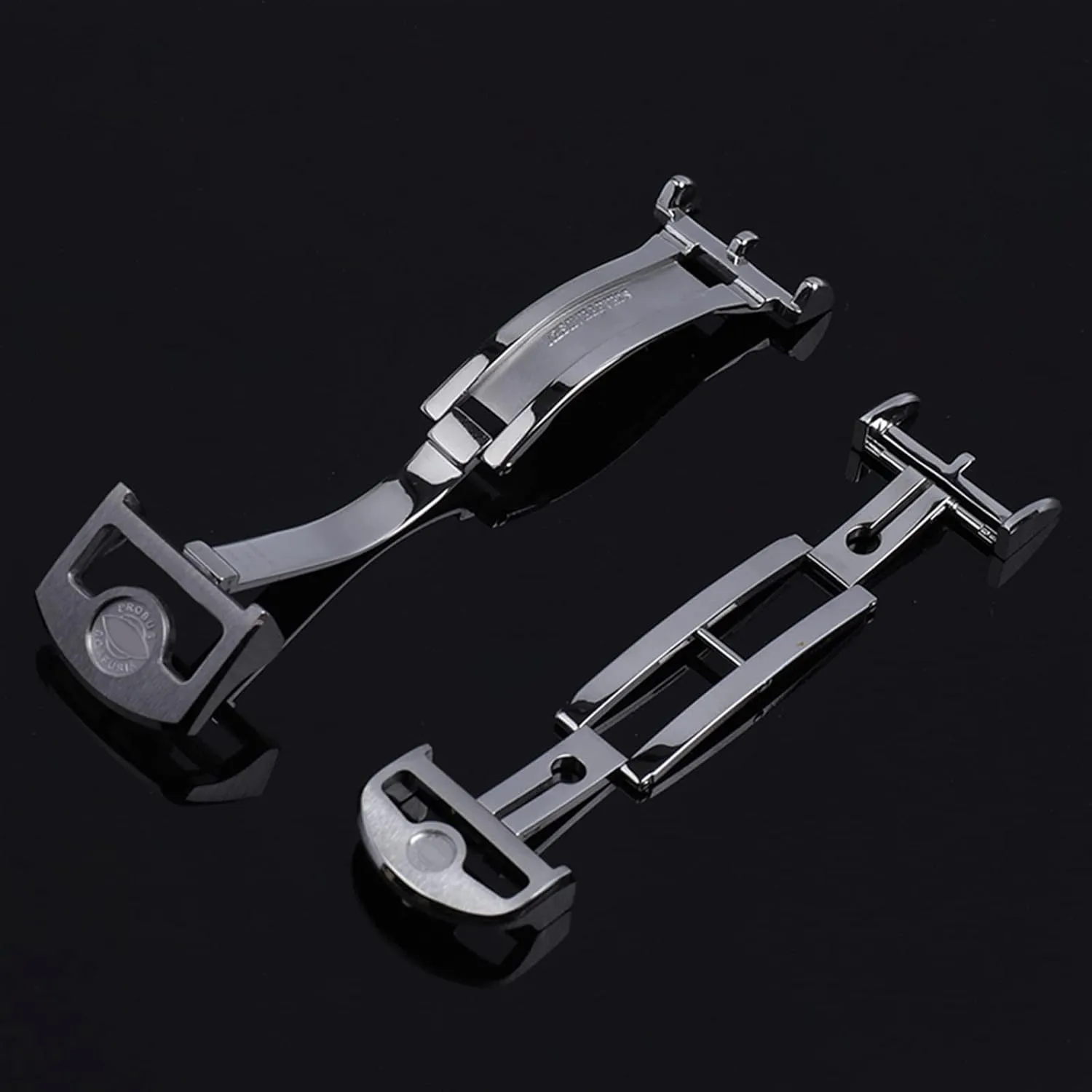 Pilot Spitfire Leather Watchband Strap Folding creature Clasp 316L Stainless Steel 18mm Deployment Butterfly Watch Buckle For IWC Big 