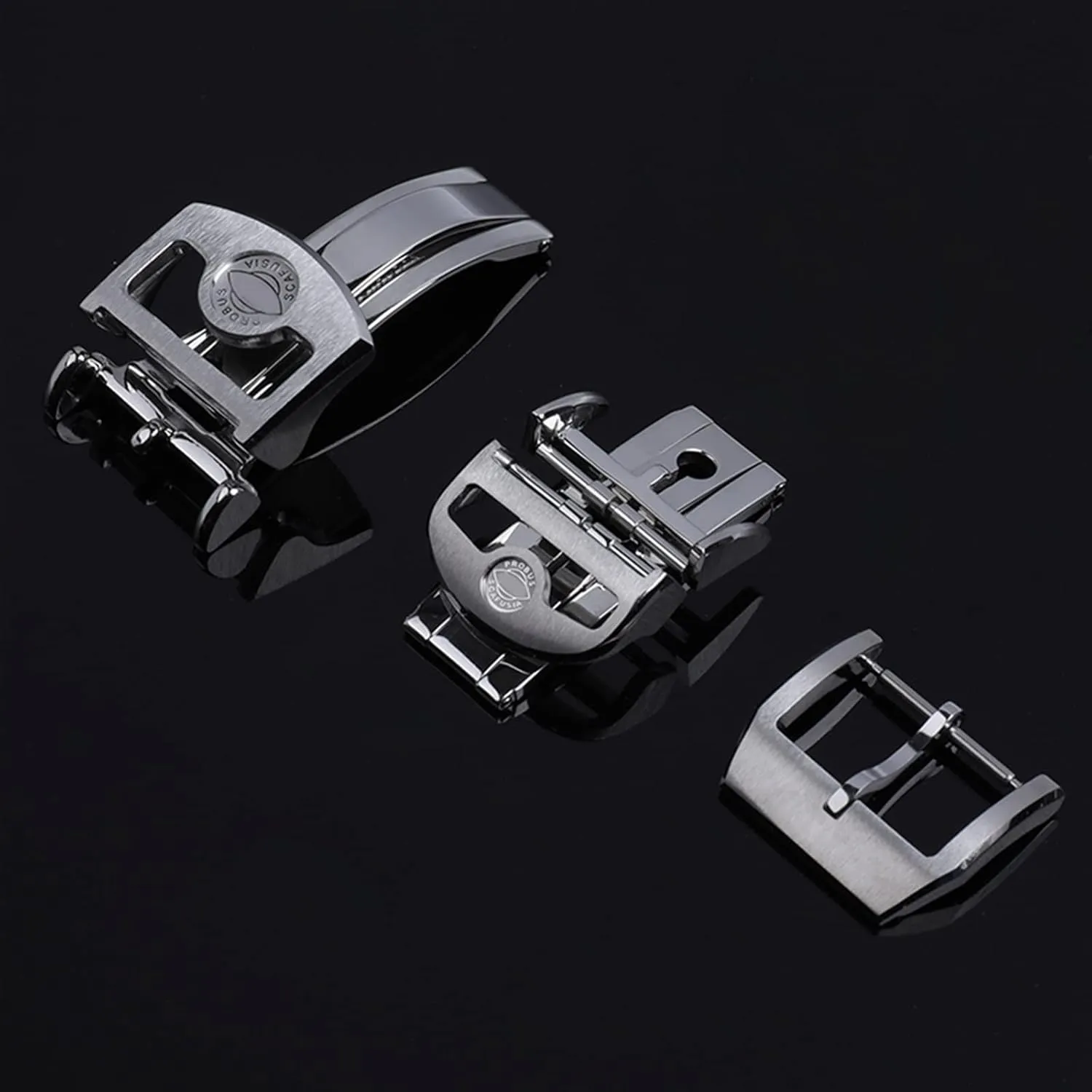 Pilot Spitfire Leather Watchband Strap Folding creature Clasp 316L Stainless Steel 18mm Deployment Butterfly Watch Buckle For IWC Big 