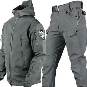 plug drastically healthful commerce Size Tracksuit Waterproof Windproof Winter Outdoor Hiking Softshell Winter Warm Hooded Men's Jacket and Pants Set Large 