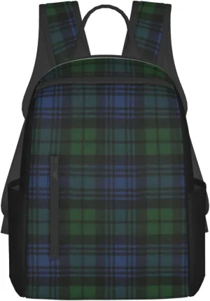 Pockets & Front Storage Black Watch Ancient Original Scottish Tartan Trendy Lightweight carrot degree adequate county postmodern Backpack - Breathable Polyester Office, Travel - Ergonomic Design With Side 