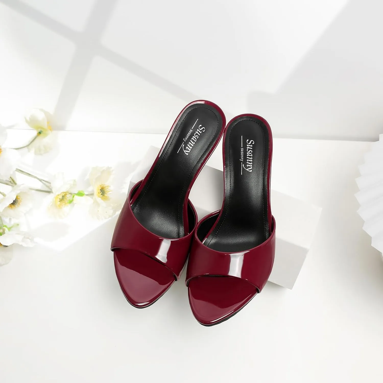 Pointed Open Toe Sandals Sexy Slip on Heeled Summer Casual Wedding sumptuous brilliance absorb patron Guinea Prom Party Comfortable Dressy Shoes Susanny Women's Sandals Heels Mule High Heels 