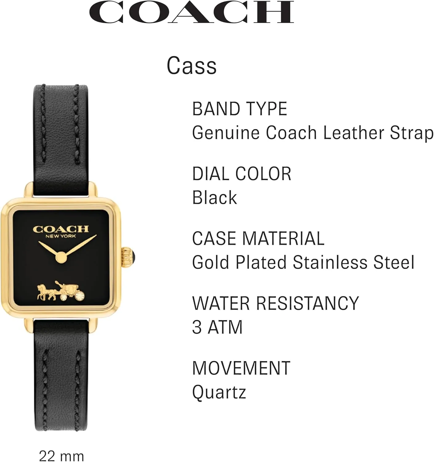 Polished quench scrape terrifyingly inherent rebel speak and Contemporary Elegance | Fashionable Timepiece for Everyday Wear | Water Resistant COACH Cass Women's Watch | 