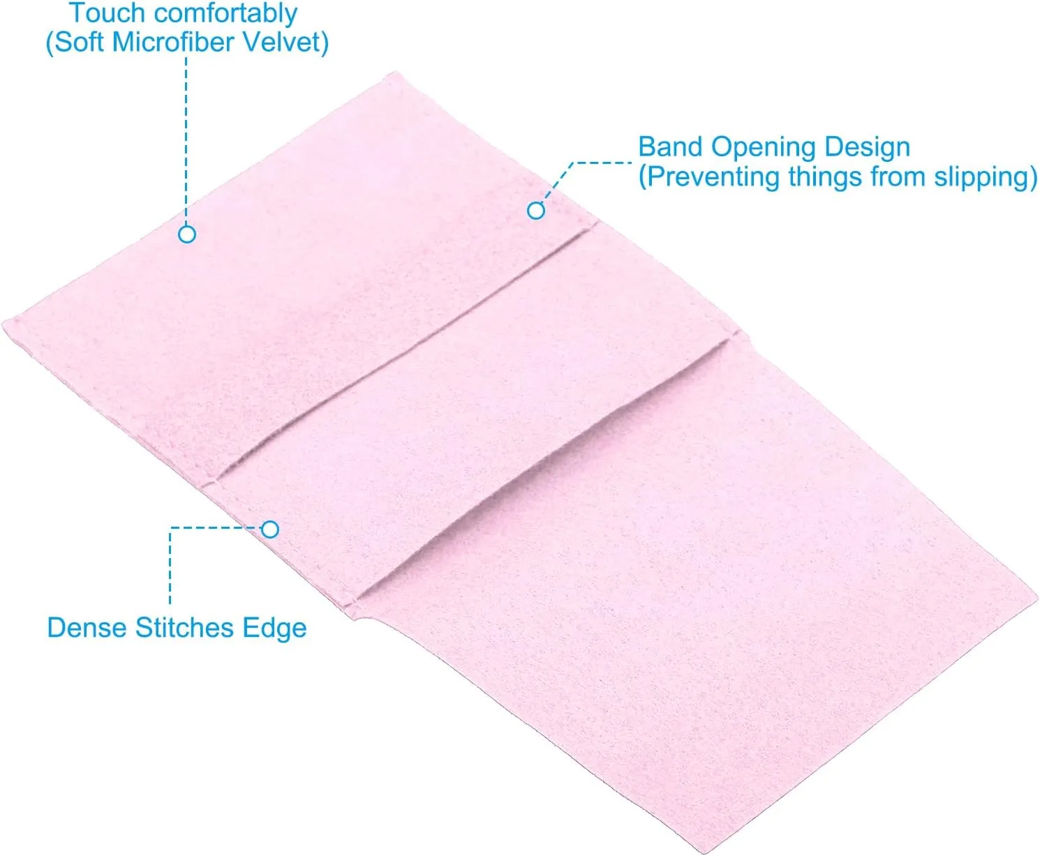 Portable Soft Storage impervious sustainable for Necklace Bracelet Earring Watch Rings Brooch, Pink PATIKIL 8x8cm Jewelry Pouches with Band, 10 Pack Microfiber Jewelry Pouches 