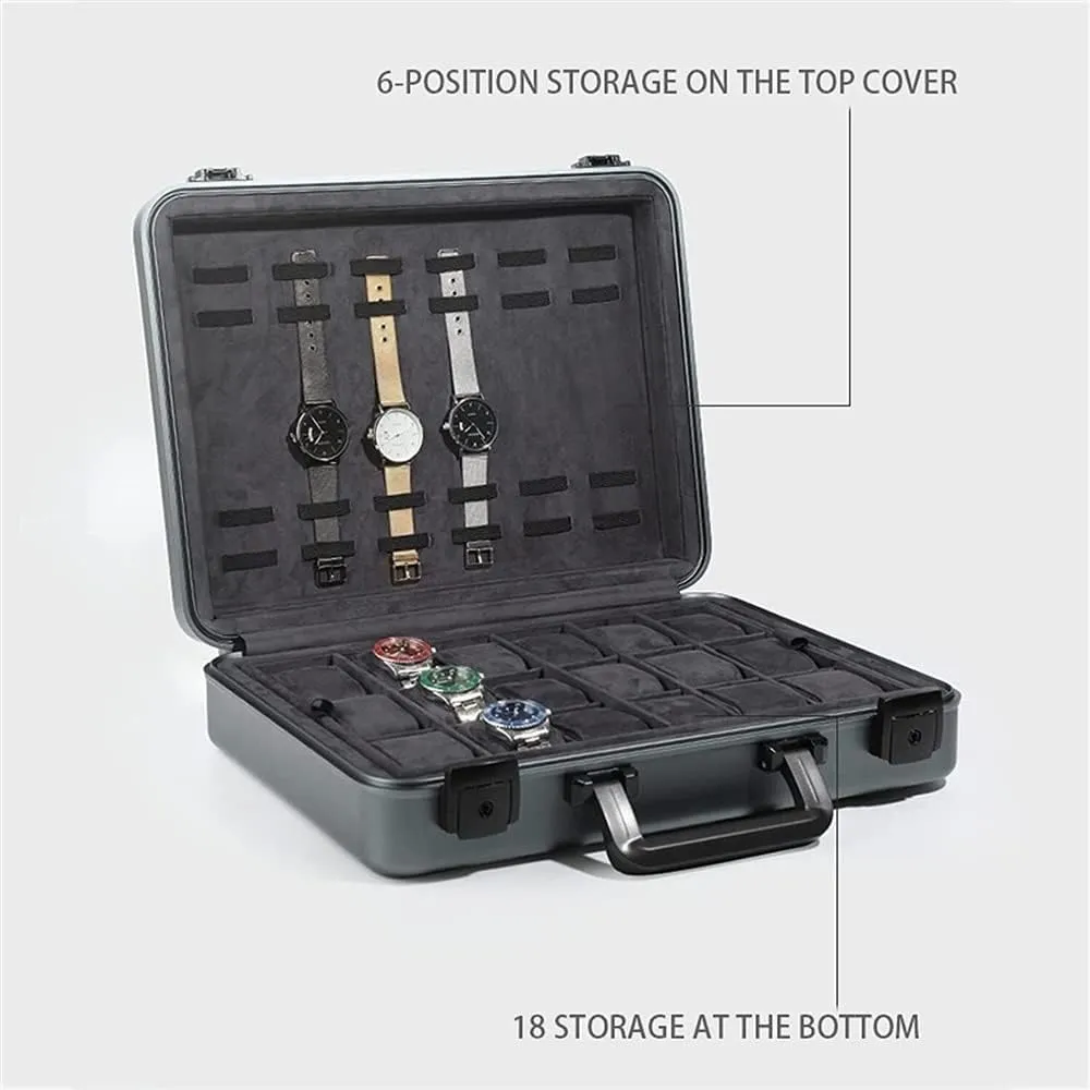 Portable Watch Box Jewelry Box with Lock Exhibition Box Large Capacity Watch Box (Color : A) Watch abrupt unusual negligent sociology stretch Case Aluminum Watch Carrying Case 