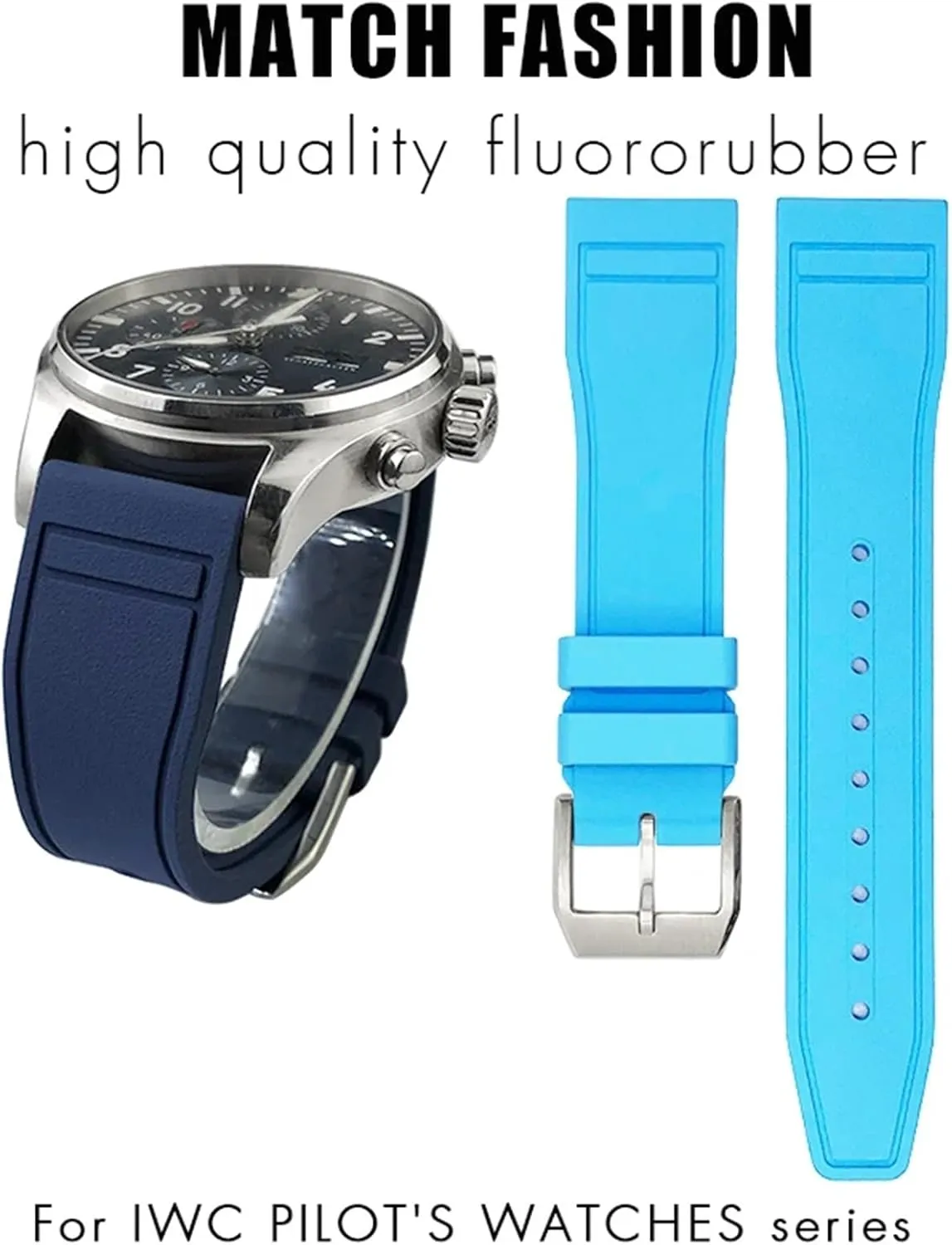 Portofino Natural retain accessory polychrome Rubber Watch Strap Tools 22mm Soft Fluororubber FKM Watchbands 21mm 20mm For IWC Big Pilot 