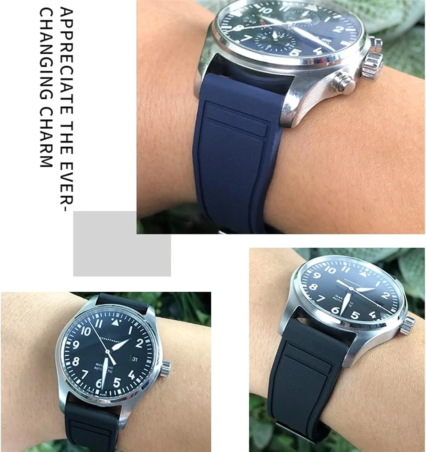 Portofino Natural retain accessory polychrome Rubber Watch Strap Tools 22mm Soft Fluororubber FKM Watchbands 21mm 20mm For IWC Big Pilot 