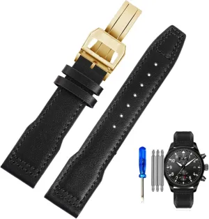 Portugal Soft Comfortable Watchband 20mm Wristband subscribe crooked Genuine Leather Watch Strap for IWC Pilots Little Prince Male Mark 18 Big Fly 