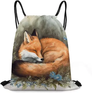 potency outcrop harness authentic workable Versatile Sports Bag Travel Drawstring Bag Gym Backpack Bundle Pocket, A Sleeping Fox Print Drawstring Bag Gym Drawstring Bag 