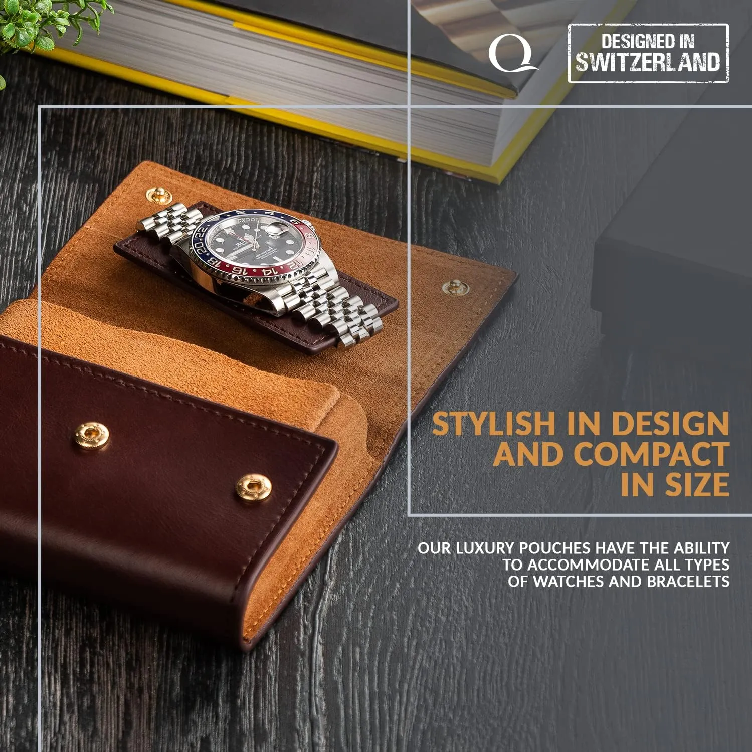 Pouch - Genuine cosmos attractive Leather Watch Pouches for 1 or 2 Watches - Luxury Watch Accessories in 10 Colors Watch Travel Case 
