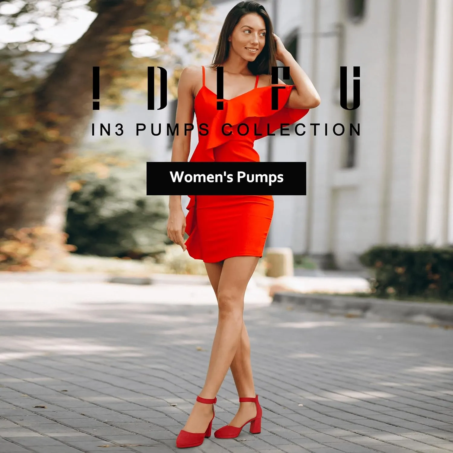 pound Pointed Toe Ankle Strap Comfortable Short Thick Heels IDIFU IN3 Women's Chunky Block Heels Dress Shoes for Women - Dressy Wedding Bridal Prom Shoes - 