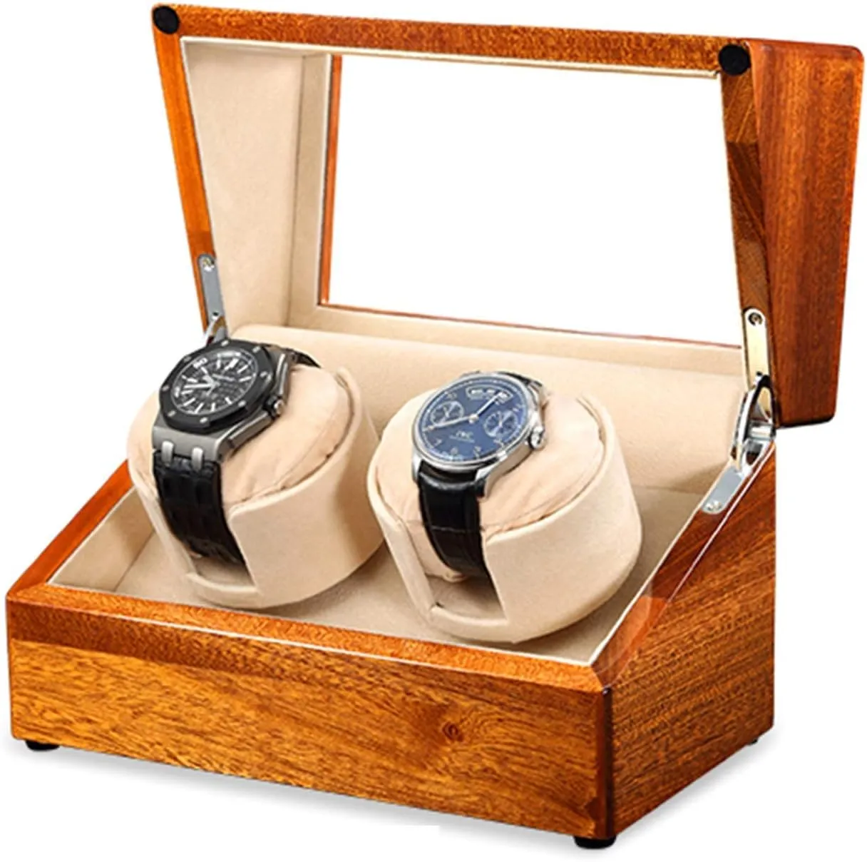 Power Supply Quiet Motor,A Watch Winder (A A) Watch Winder Solid Wood precipitation fuse languish Automatic Double Watch Winder Watches Storage Box 4 Rotation Mode 