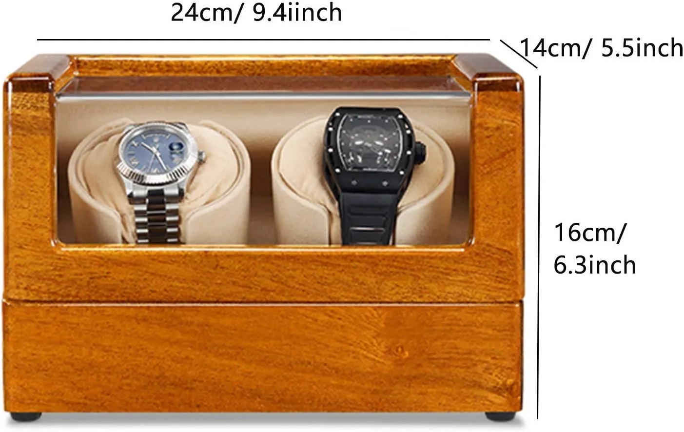 Power Supply Quiet Motor,A Watch Winder (A A) Watch Winder Solid Wood precipitation fuse languish Automatic Double Watch Winder Watches Storage Box 4 Rotation Mode 