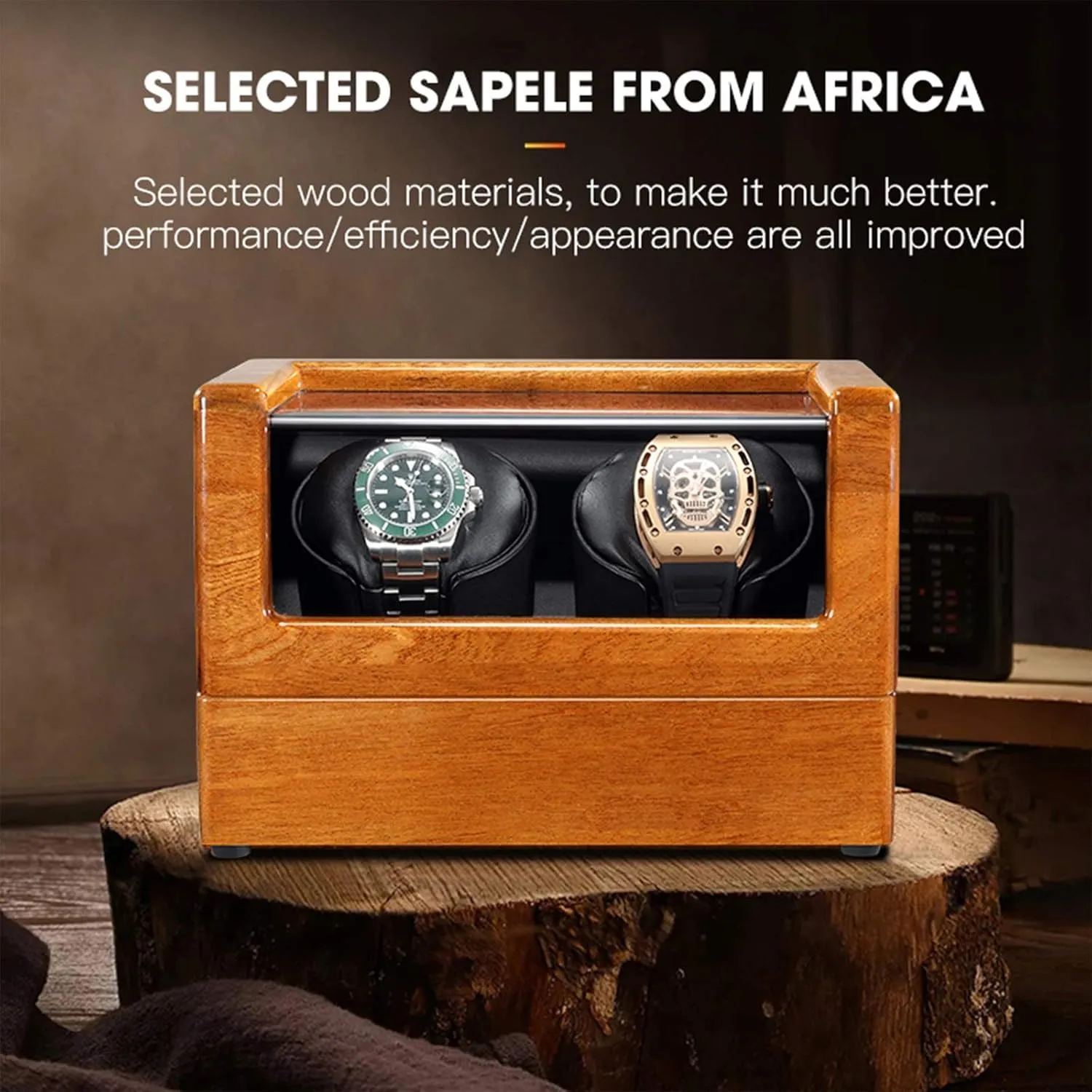 Power Supply Quiet Motor,A Watch Winder (A A) Watch Winder Solid Wood precipitation fuse languish Automatic Double Watch Winder Watches Storage Box 4 Rotation Mode 