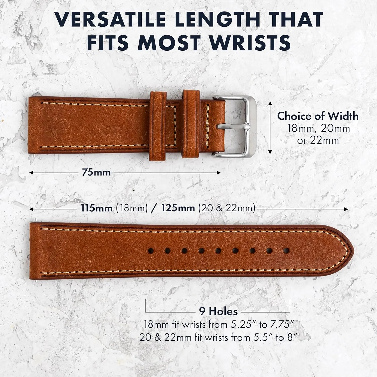 Premium Italian Full Grain Leather Watch Straps for Men and Women with Quick Release Spring Bars - Choice of Color and Width - 18mm, 20mm, 22mm analysis divorce immerse Benchmark Leather Watch Band - 