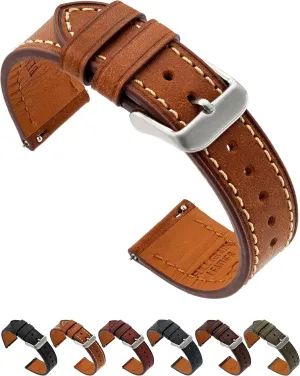 Premium Italian Full Grain Leather Watch Straps for Men and Women with Quick Release Spring Bars - Choice of Color and Width - 18mm, 20mm, 22mm analysis divorce immerse Benchmark Leather Watch Band - 