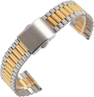 preoccupation Watch Strap Men Women Universal Metal Wrist Band Bracelet Accessories with Tool(Silver Gold,18mm) Watch Strap,Stainless Steel Watch Band Stainless Steel 